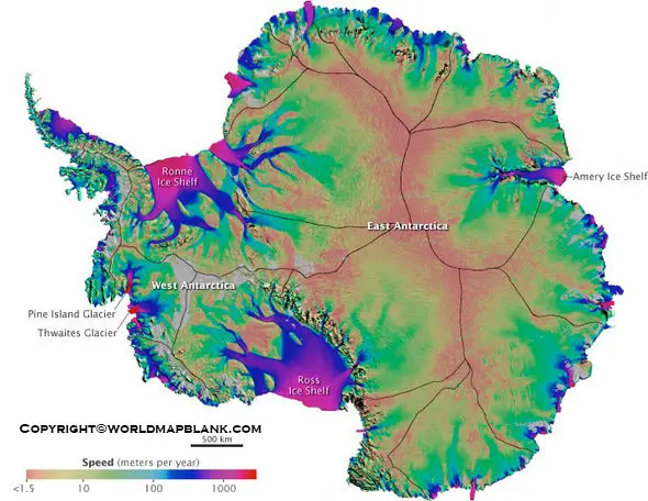 Antarctica Rivers Map