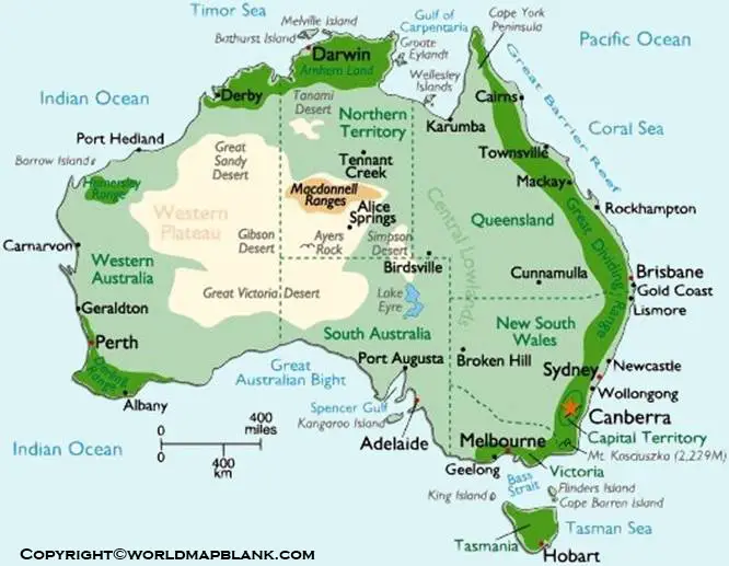 Map of Australia Mountains