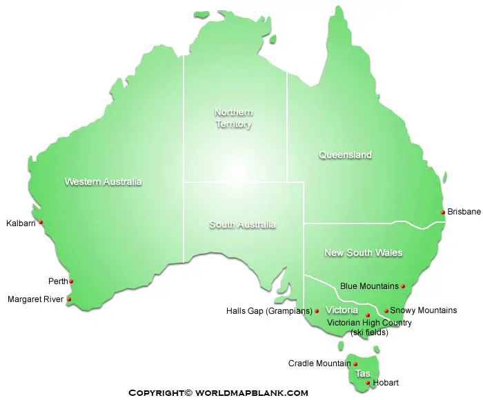Mountains Map of Australia