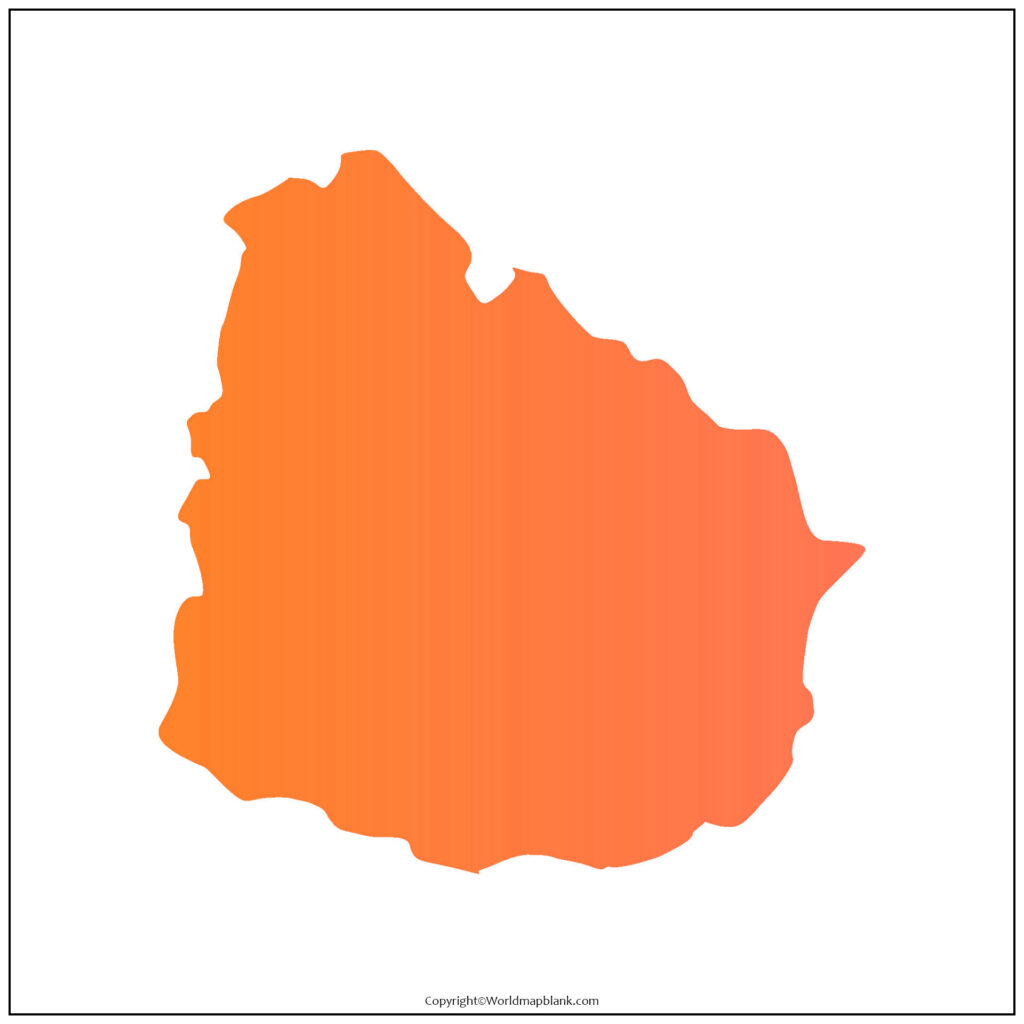 Printable Blank Map of Uruguay