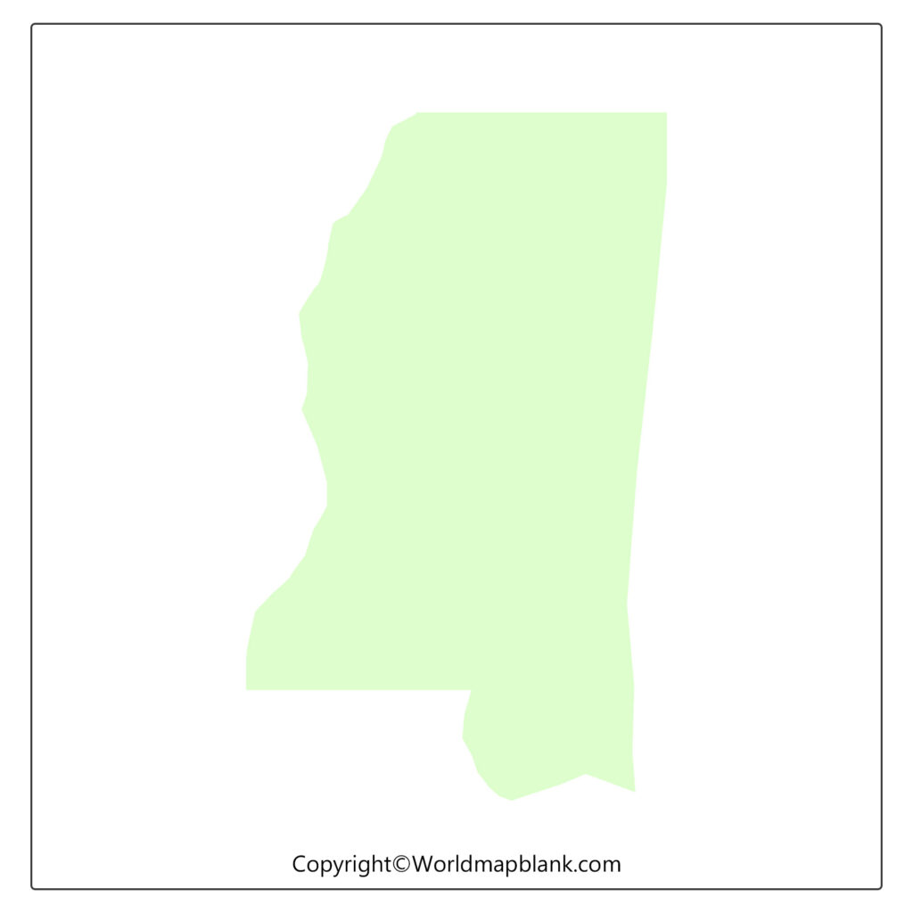 Printable Blank Map of Mississippi