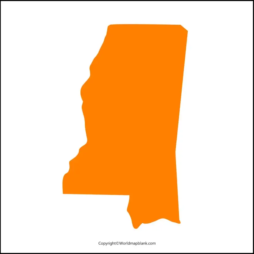 Printable Map of Mississippi