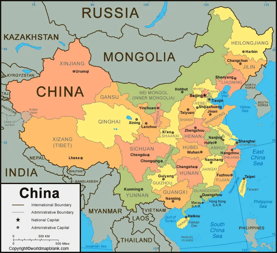 Map of China Provinces