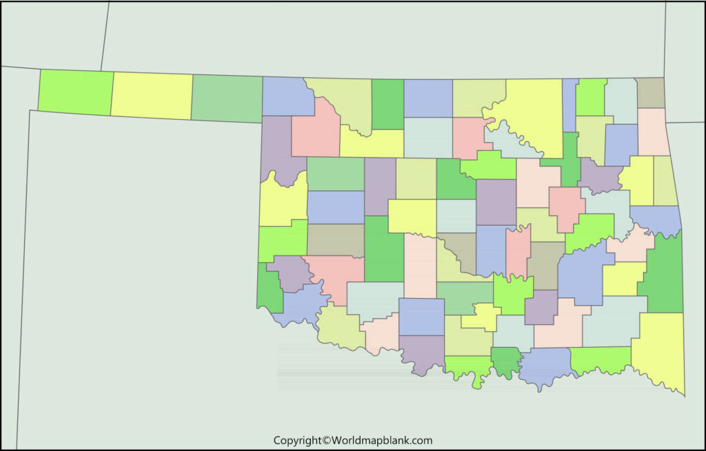 Printable Map of Oklahoma