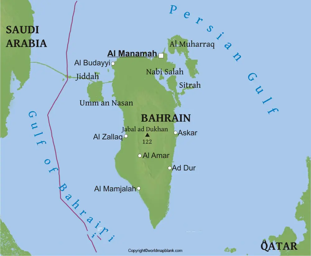 Labeled Map of Bahrain with States