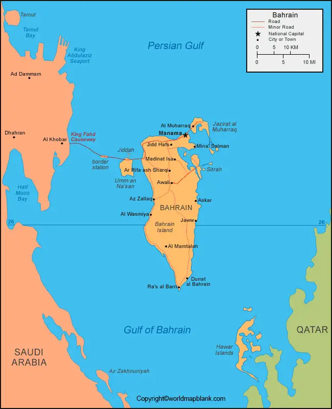 Labeled Map of Bahrain