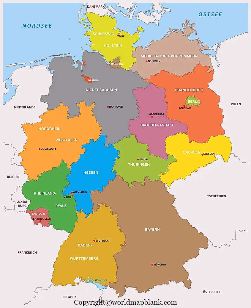 Labeled Map of Germany with States