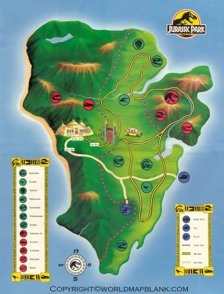 Jurassic World Evolution Park Map