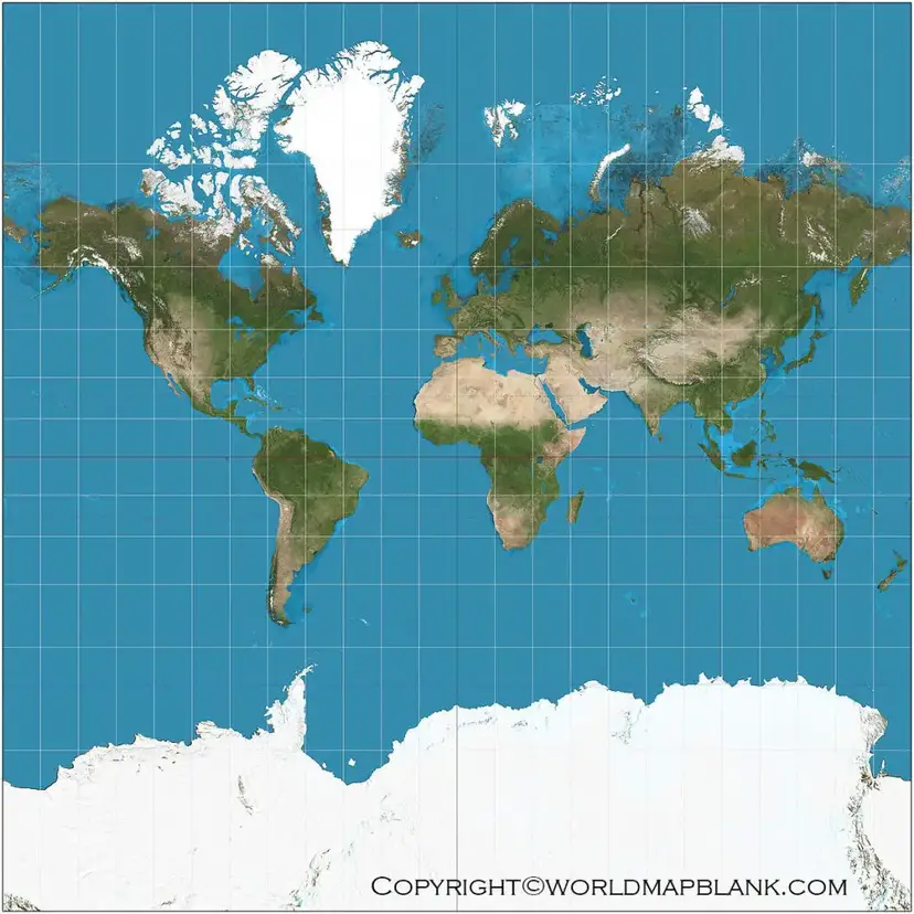 World Mercator Map with Latitude and Longitude