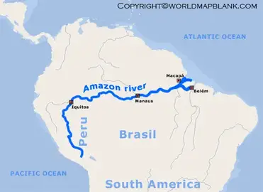 Amazon River World Map Amazon River On World Map
