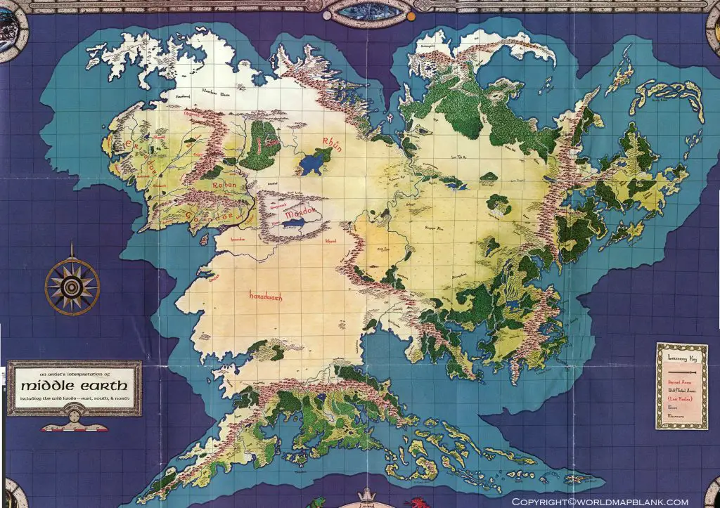 World Map of Middle Earth detailed Map of Middle Earth