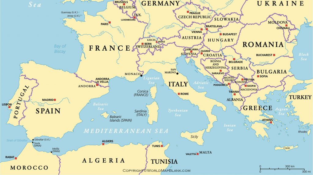 Printable Map of Mediterranean World