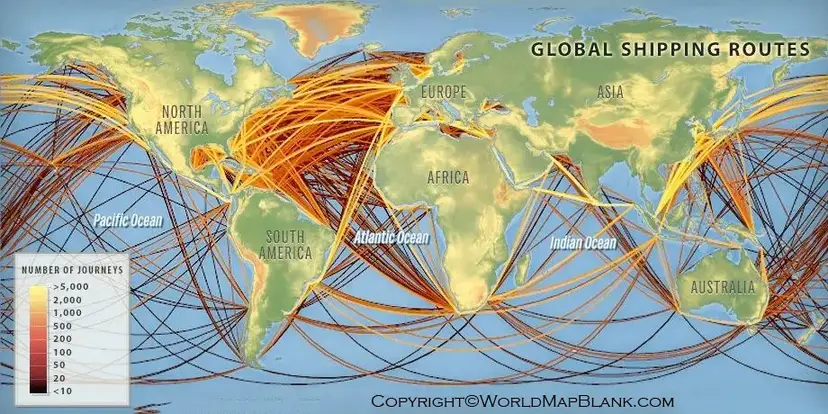 World Shipping Routes Map