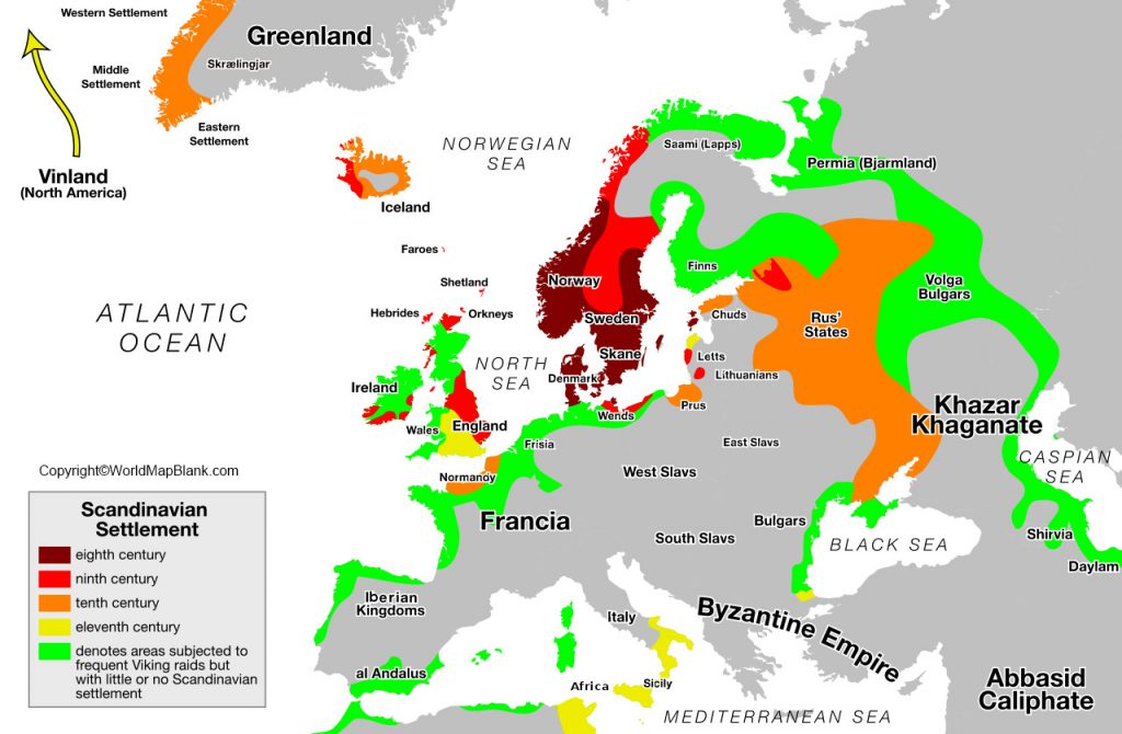 Printable Vikings Map of the World