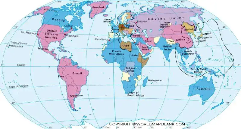 Printable World Map 1939