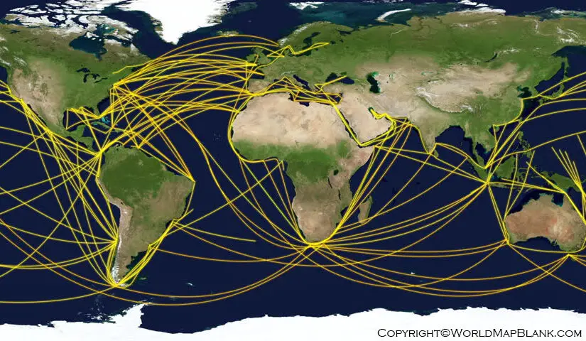 World Shipping Routes Map