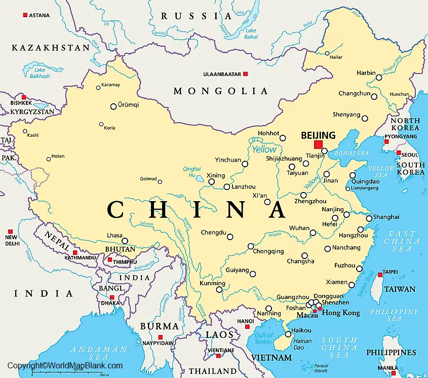 Yellow River Map of China