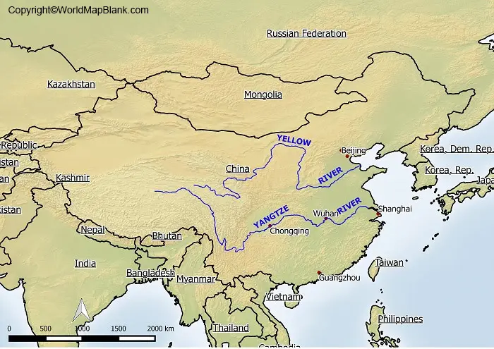Yellow River on World Map