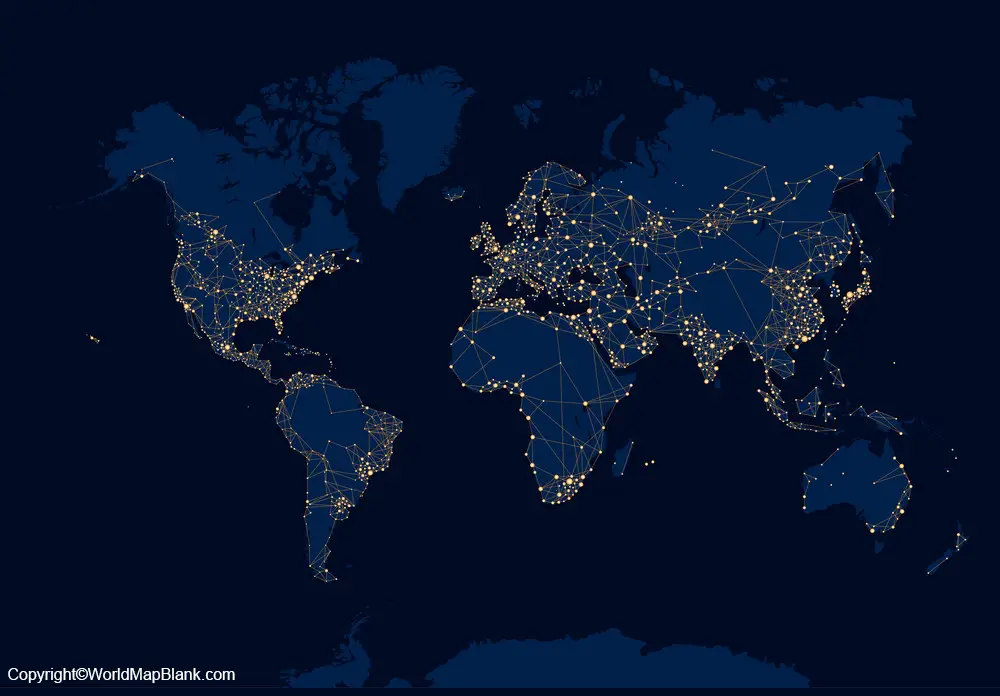 Printable World Map at Night