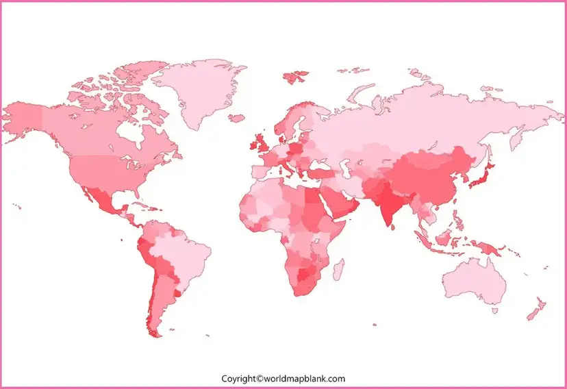 Printable Pink World Map