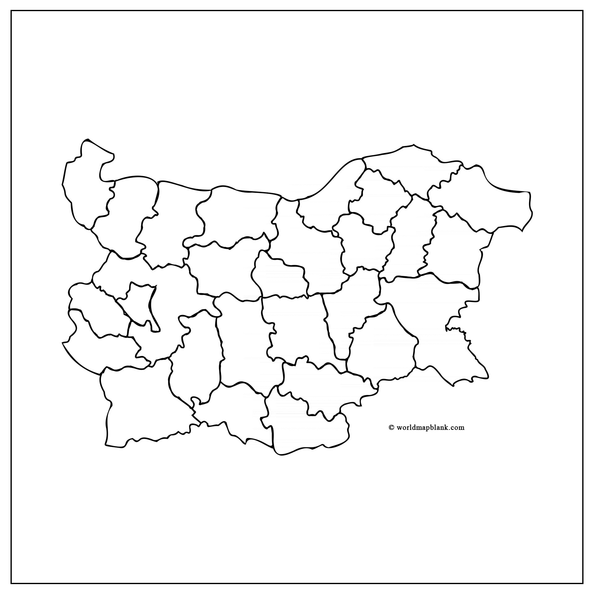 Blank Bulgaria Map Provinces