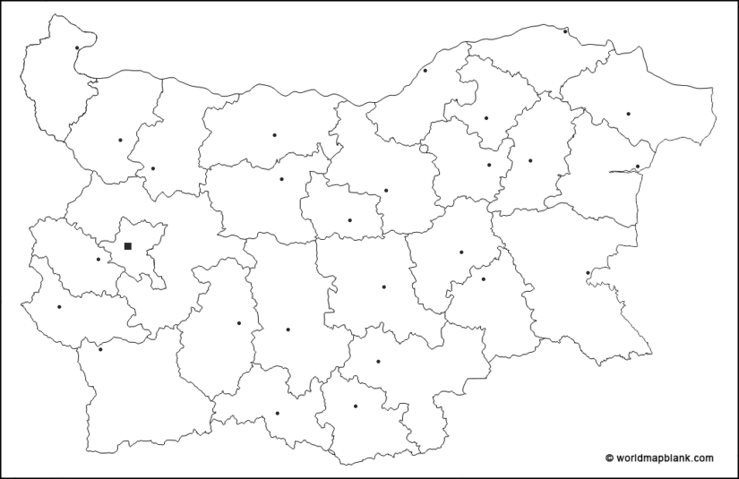 Blank Map Of Bulgaria With Cities And Capital - EN