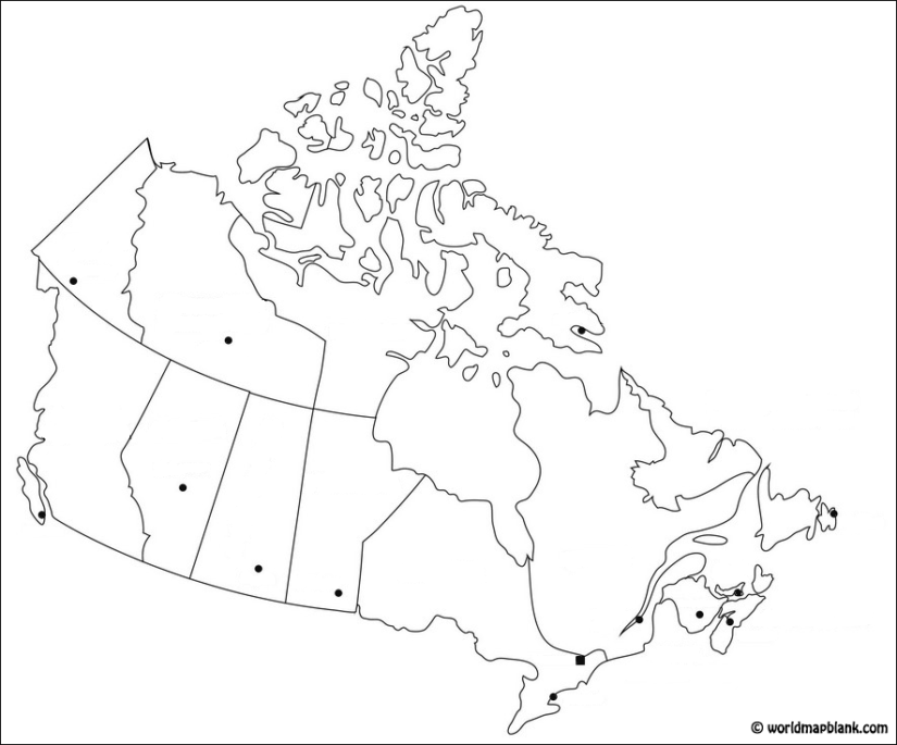 Stumme Karte Von Kanada Mit Provinzen Und Städten