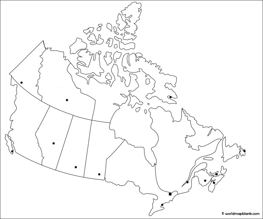 Mapa De Canadá Para Hojas De Trabajo De Práctica