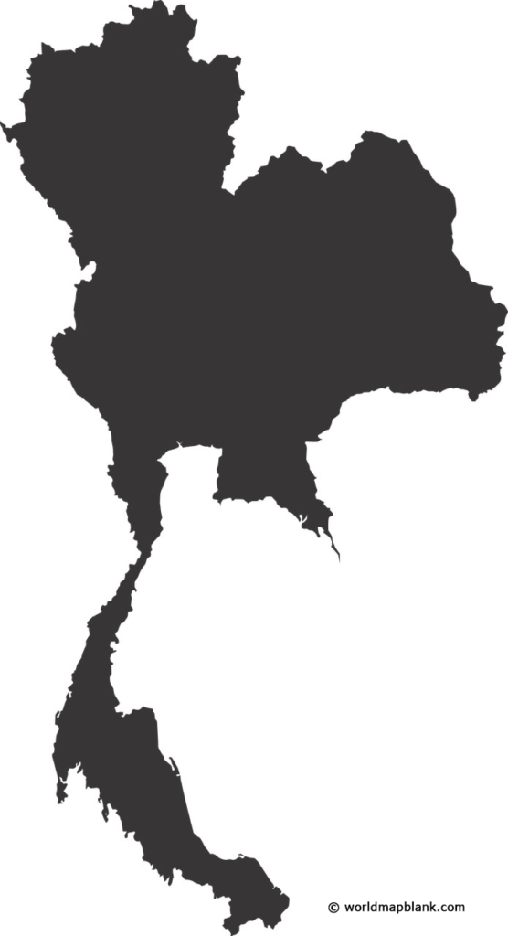 Mapa En Blanco De Tailandia Sólido En Negro