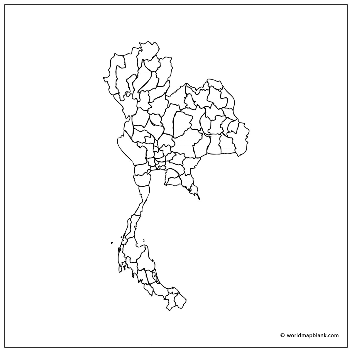 Stumme Karte Von Thailand Mit Provinzen
