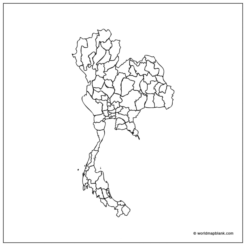 Mapa En Blanco De Tailandia