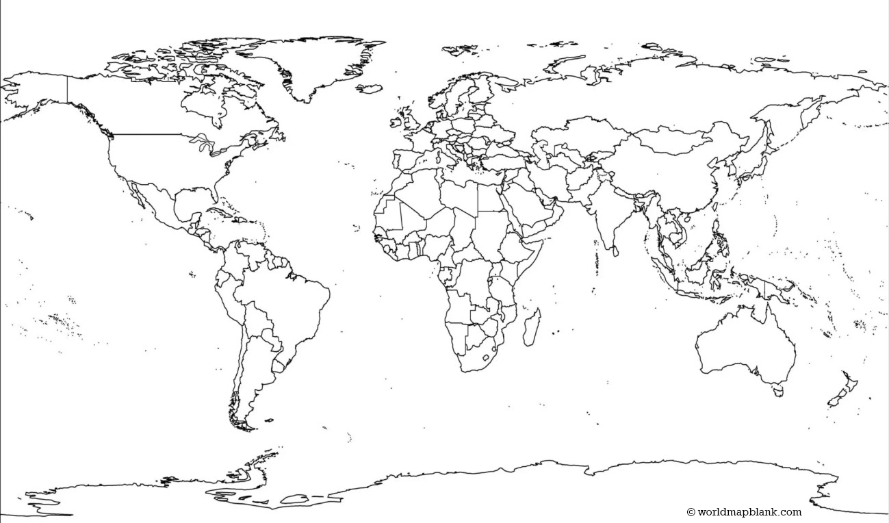 Stumme Weltkarte für Arbeitsblatt