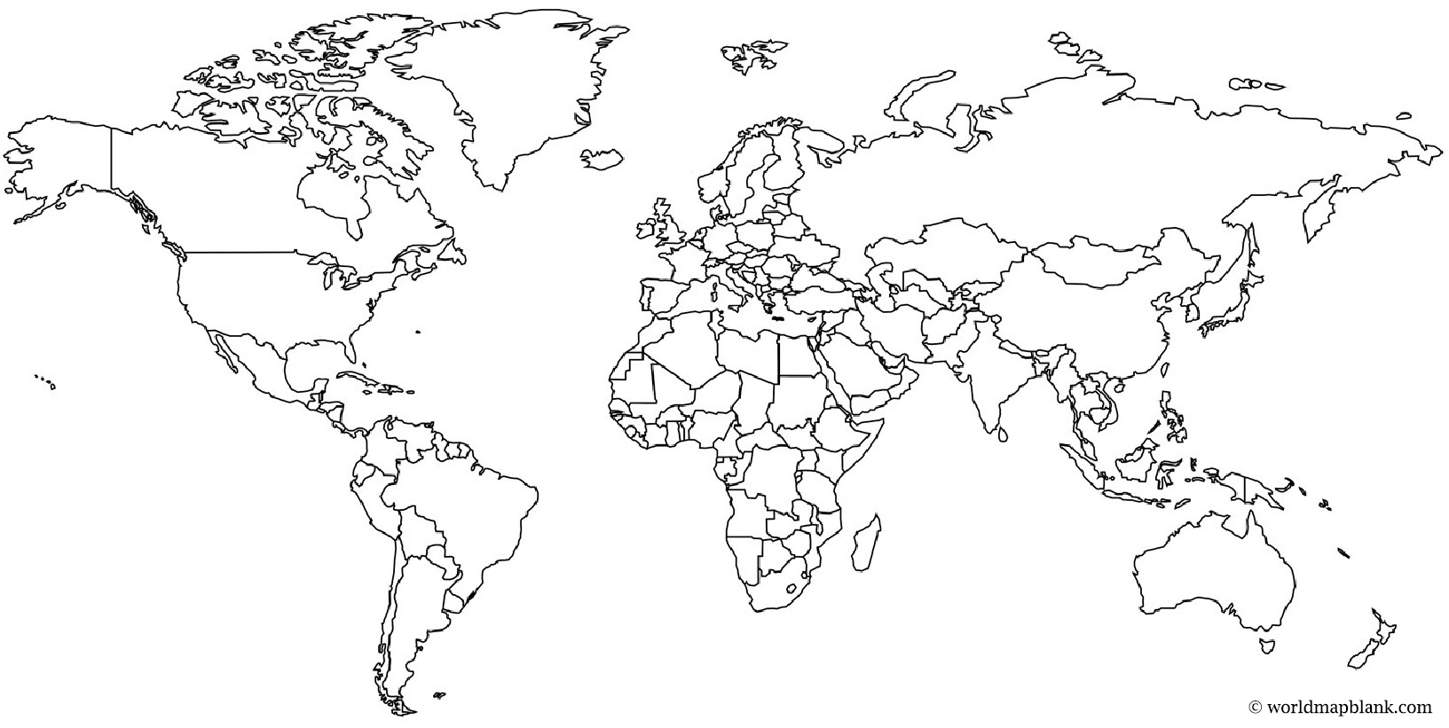 Stumme Weltkarte mit Ländern PDF