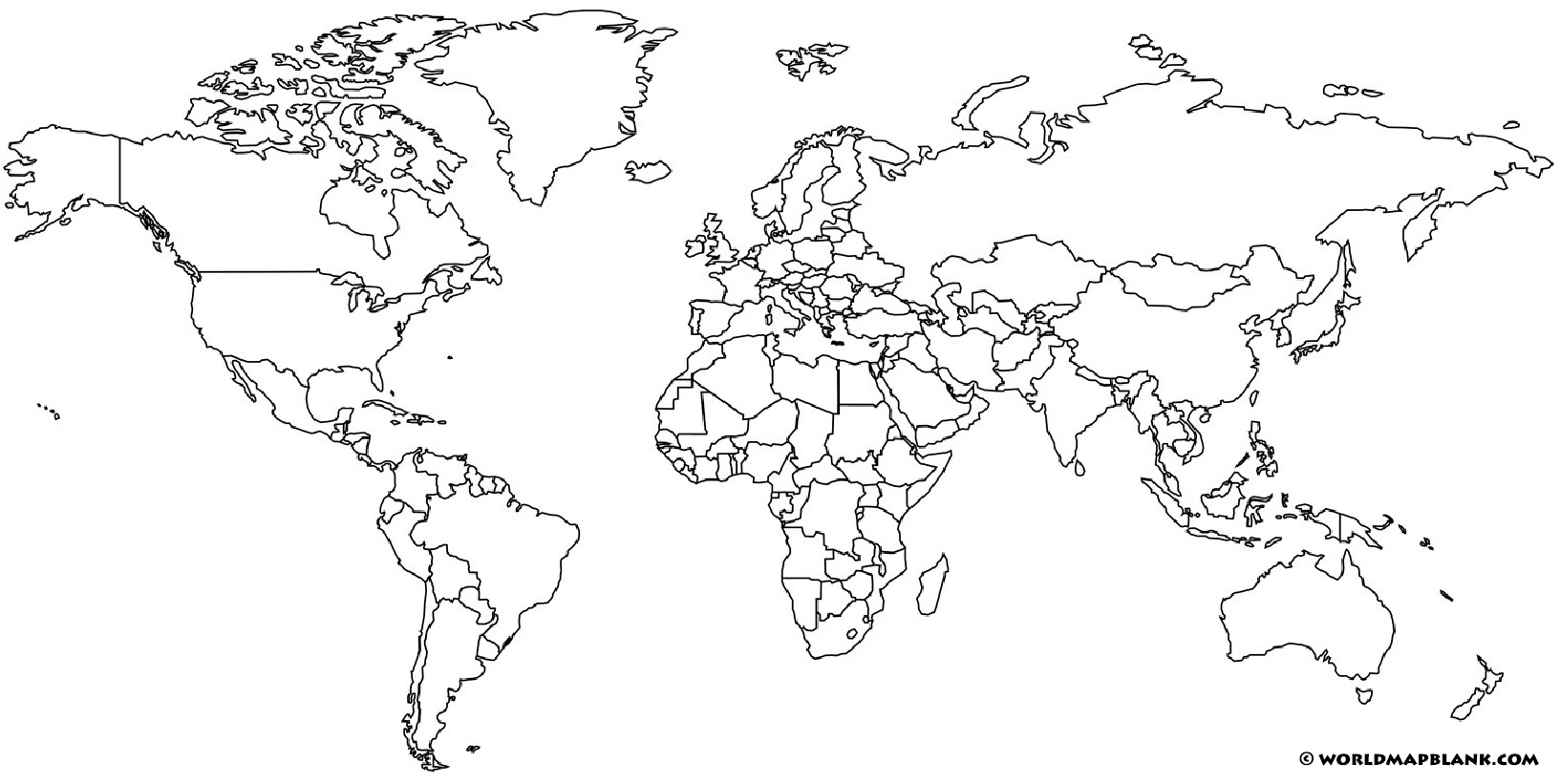 Mapa múndi Em Branco Com Fronteiras