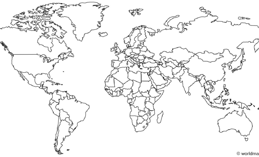 Mapa Del Mundo Blanco Con Paises