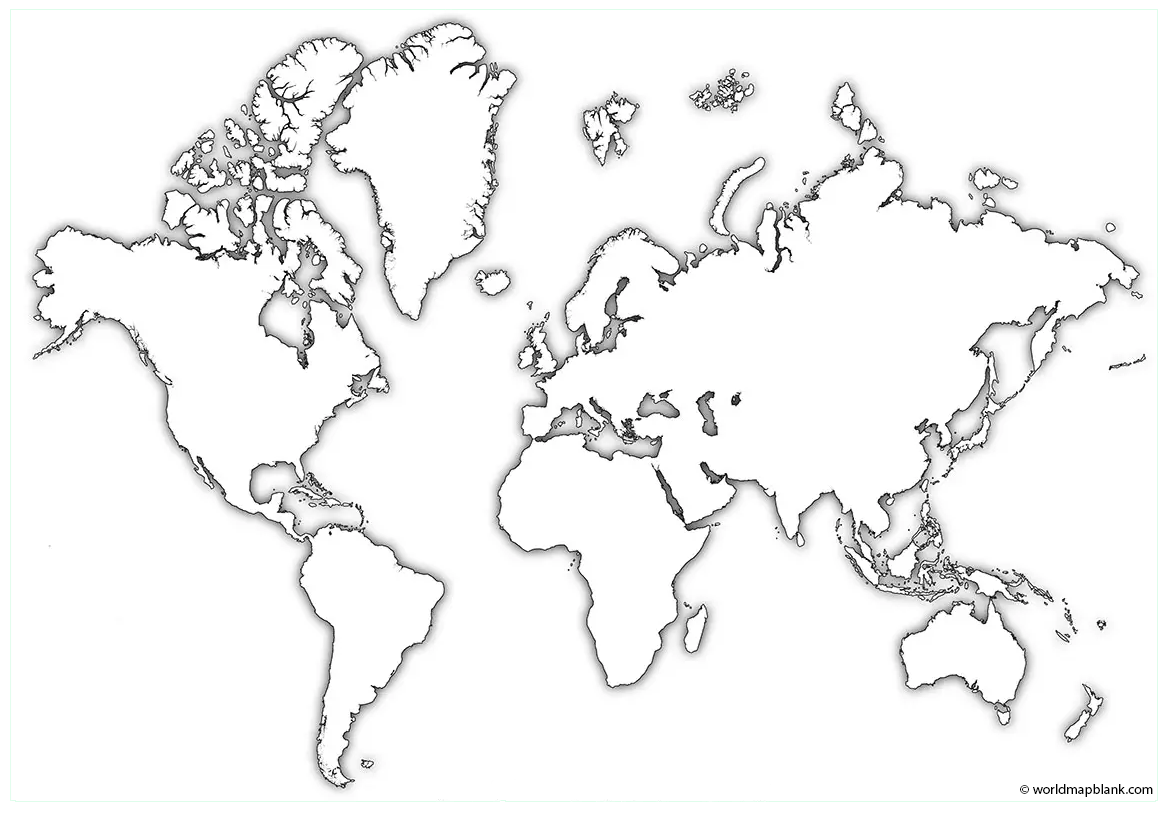 Stumme Weltkarte mit Umrissen