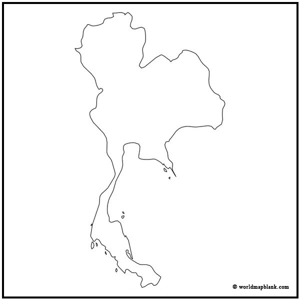 Printable Map of Thailand for Worksheet