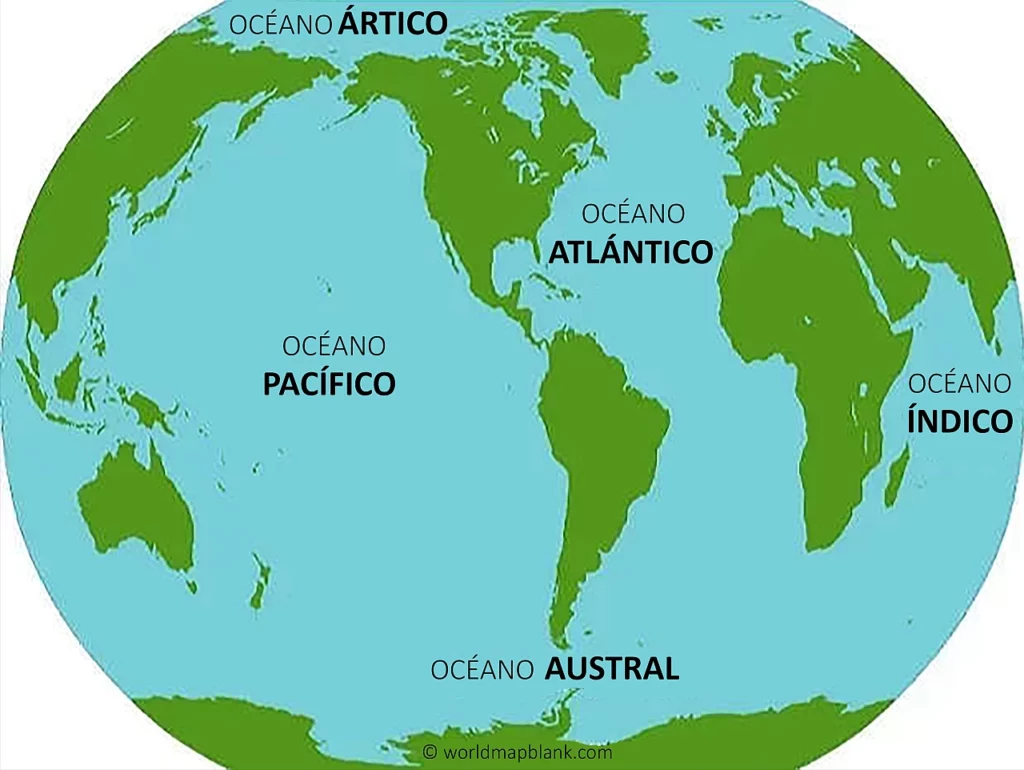 Mapa Del Mundo Con Océanos