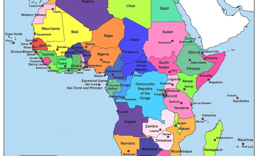 Africa Map With Countries And Capitals