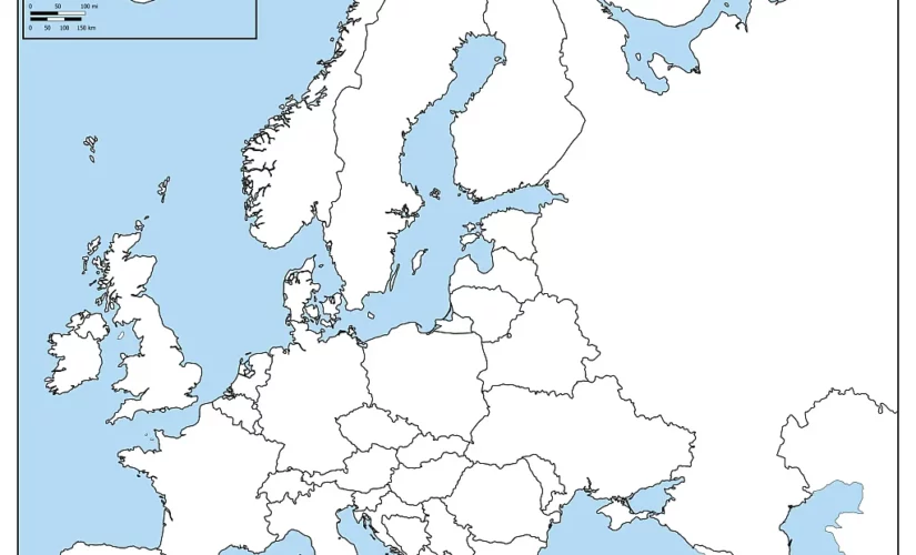 Mappa Muta Dell'Europa Con Le Paesi