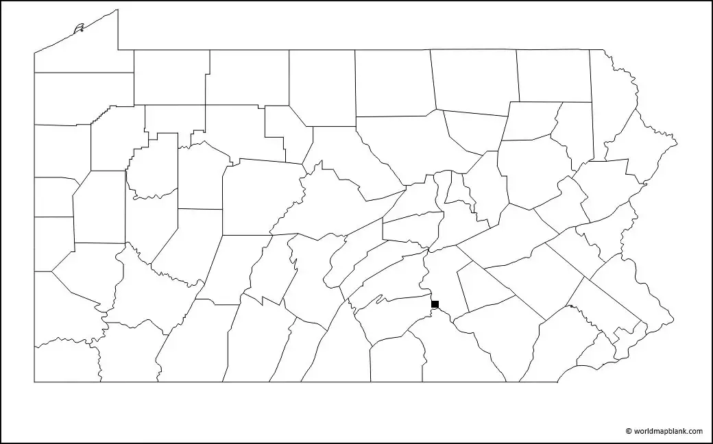 Blank Map of Pennsylvania with Counties