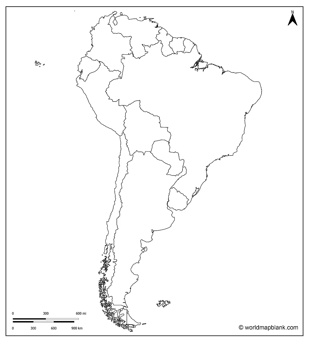 Blank Map Of Central And South America Printable And Vrogue co