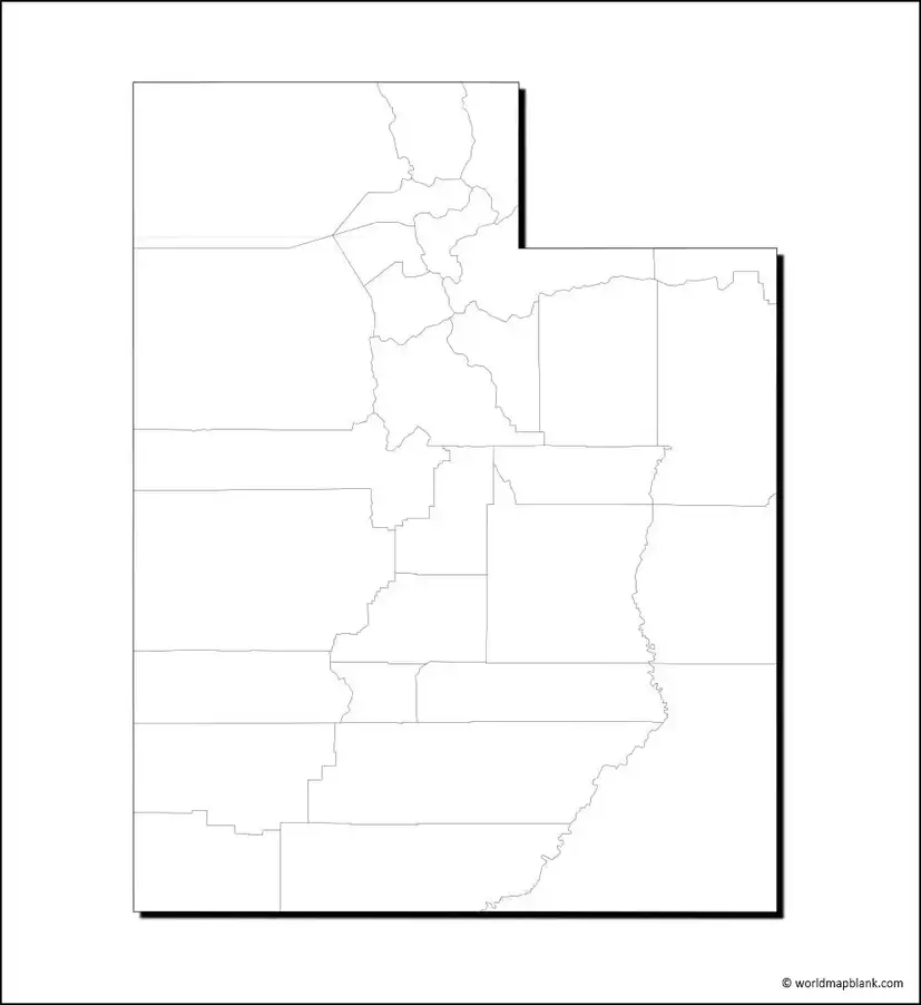Blank Map of Utah With Counties