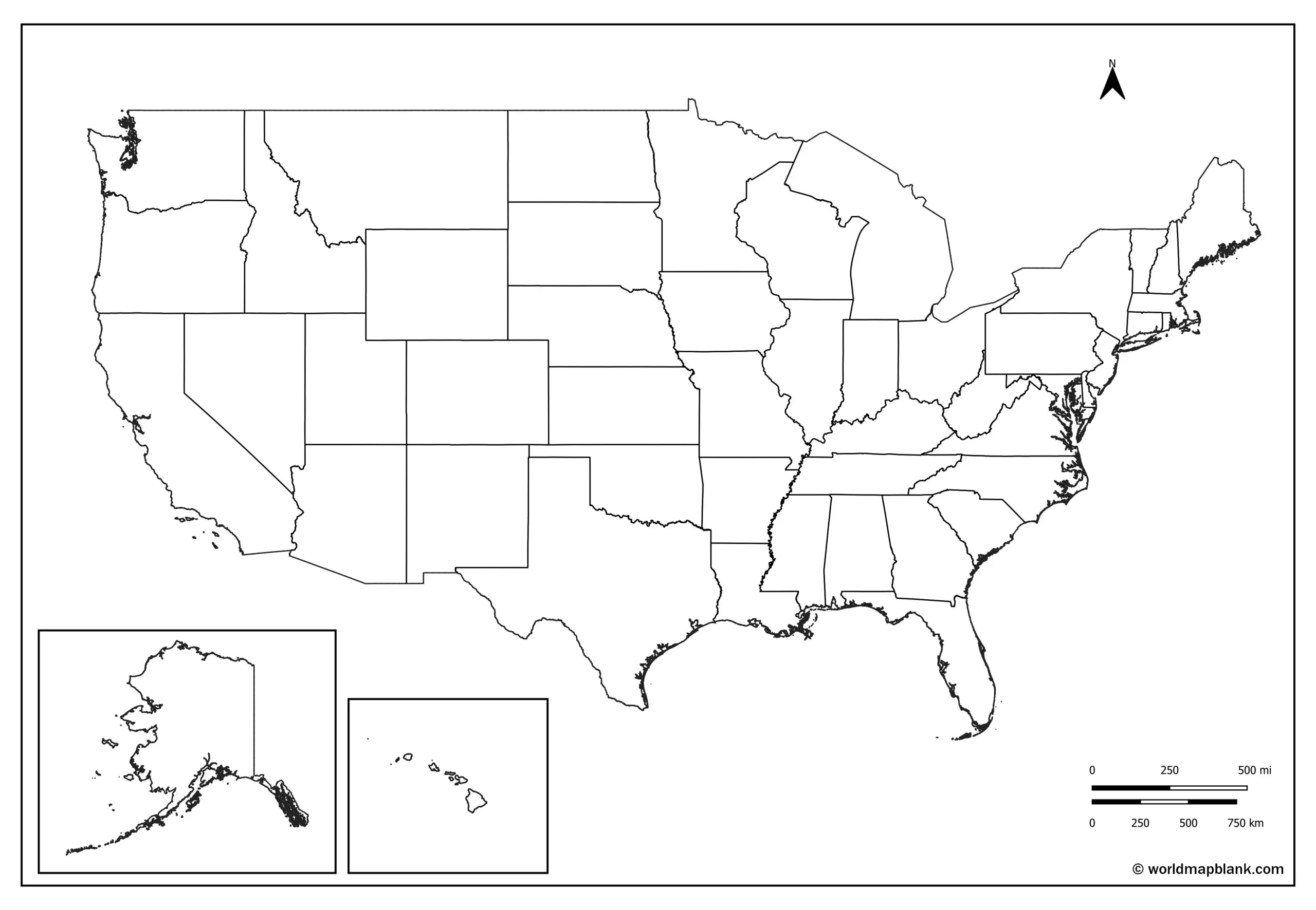 ​cartina Muta Degli Stati Uniti