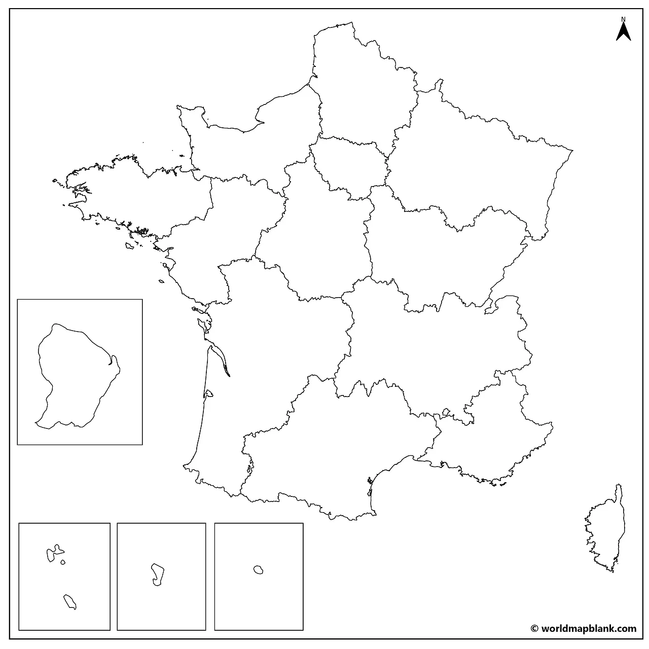 France Map Blank with Regions