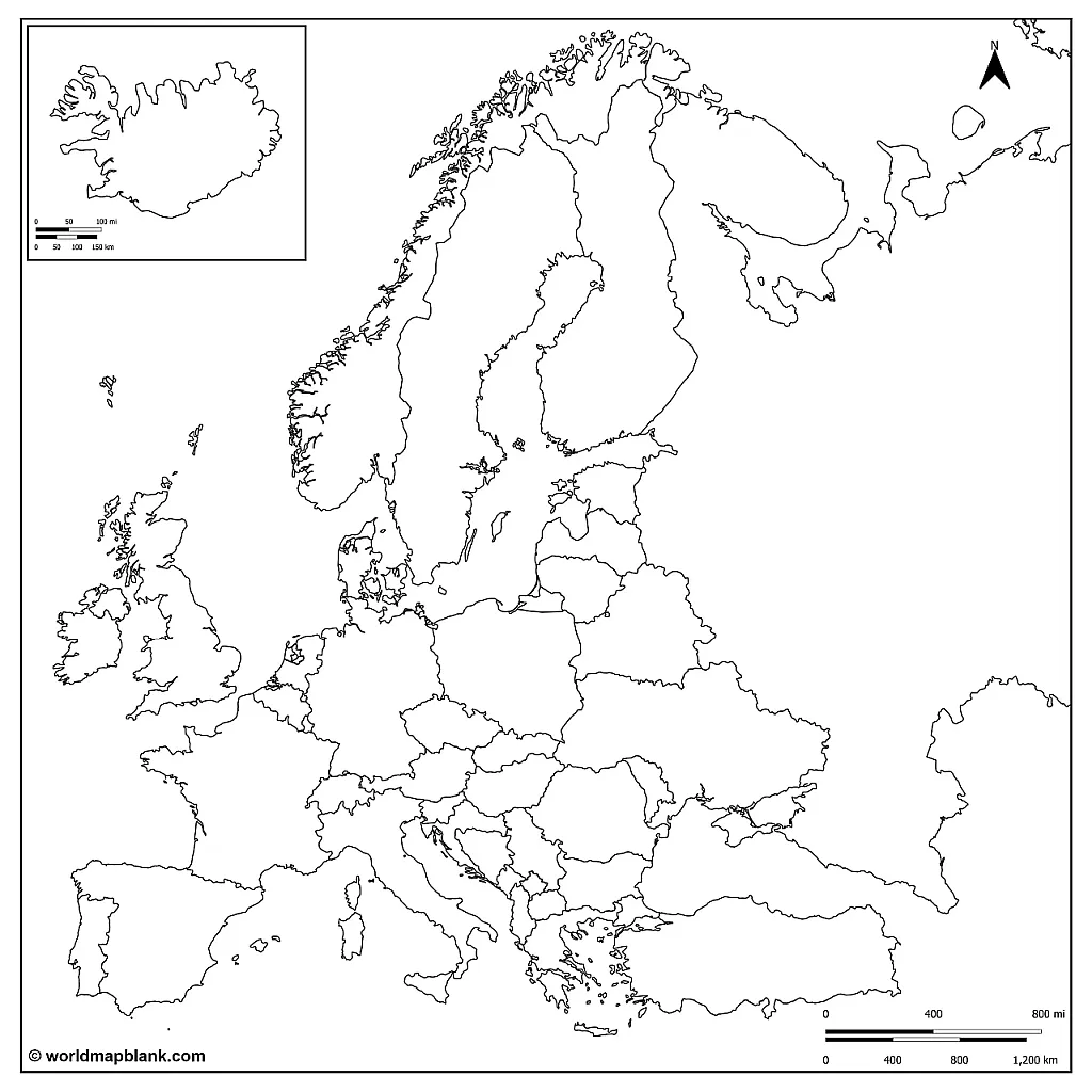 ​Blanco kaart van Europa