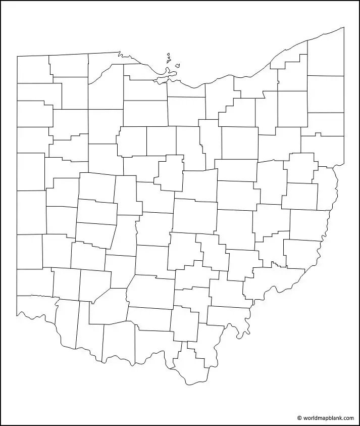 Blank Map of Ohio with Counties