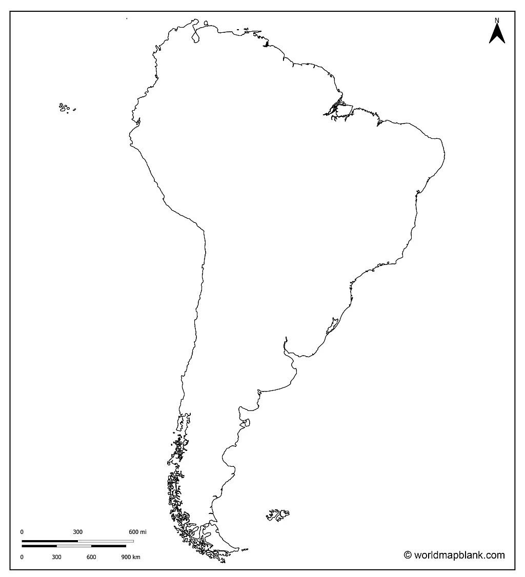 ​Mappa del contorno del Sudamerica