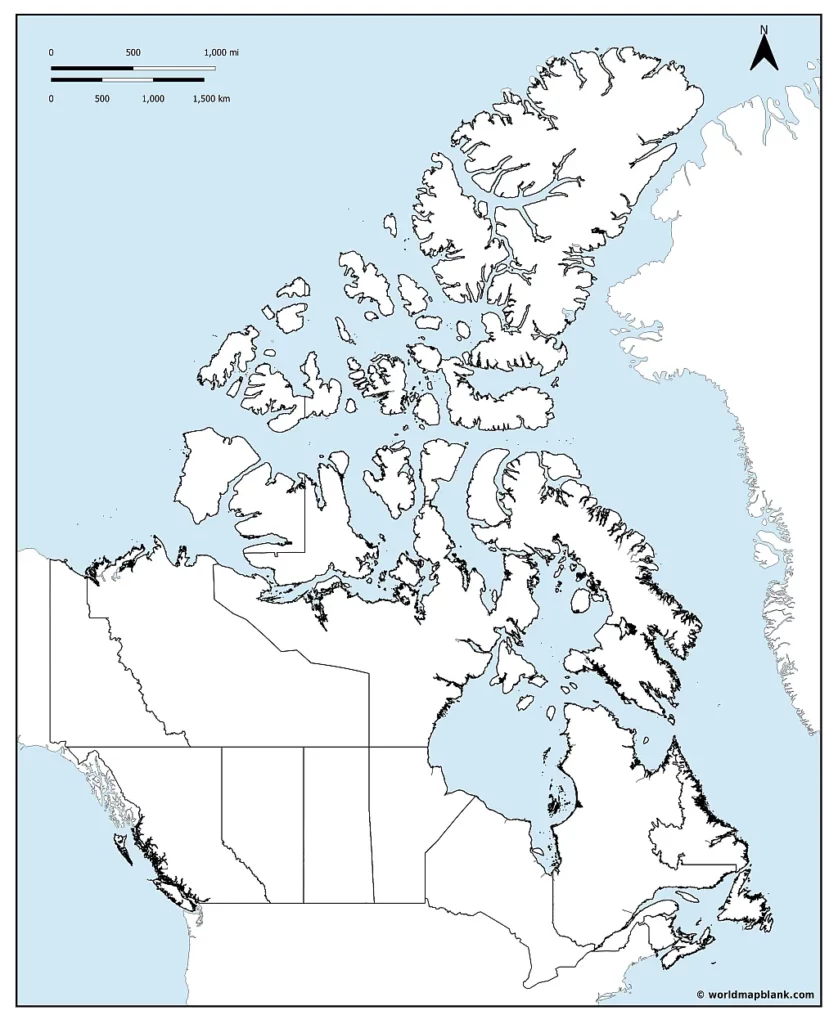 Stumme Karte von Kanada in Nordamerika