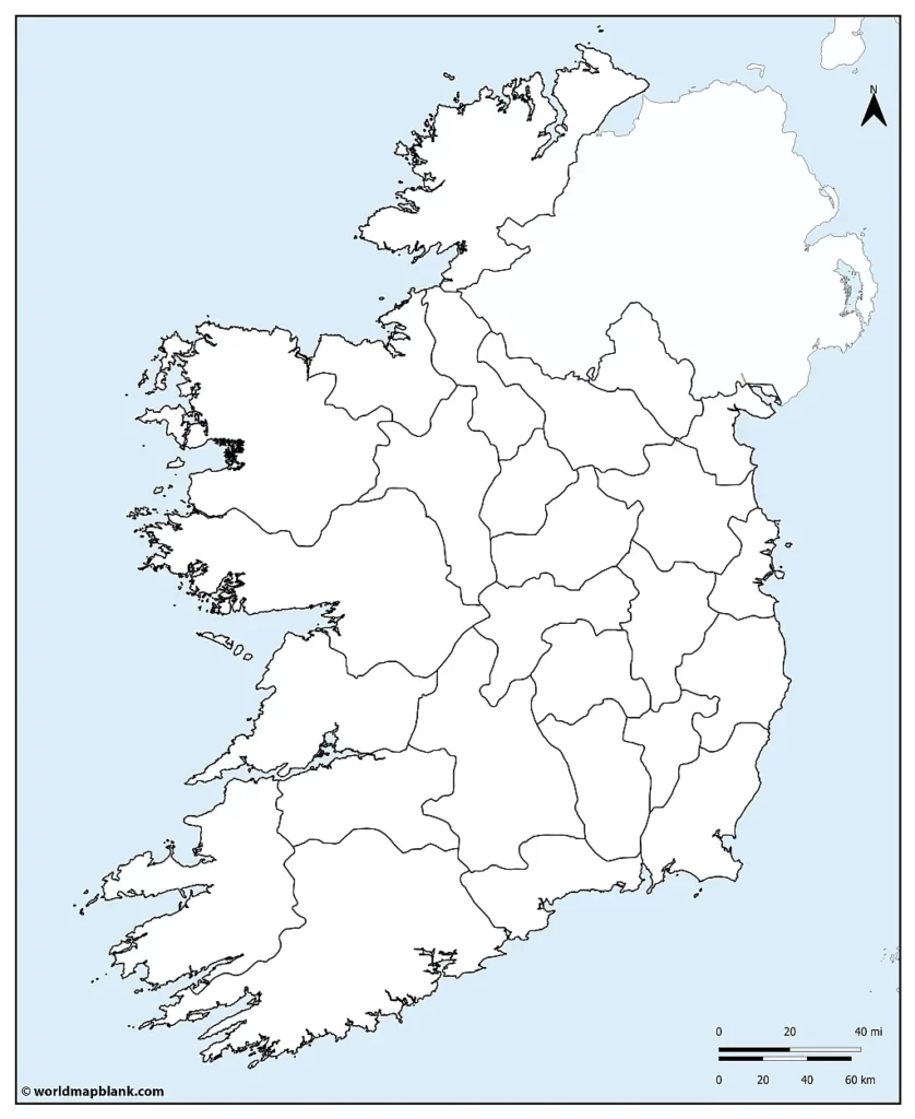 Unbeschriftete Karte Von Irland